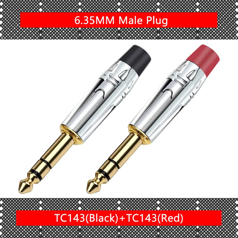 

1 пара/2 шт разъем 6,35 м никелированный аудио разъем стерео микрофон в сборе адаптер черный и красный