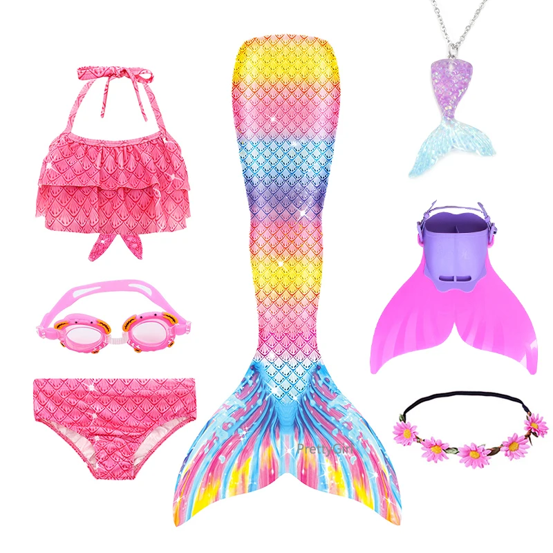 Женский костюм русалки PrettyGirl купальный с хвостом детское бикини для косплея