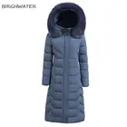 Пуховик женский зимний с длинным рукавом и капюшоном, 2021