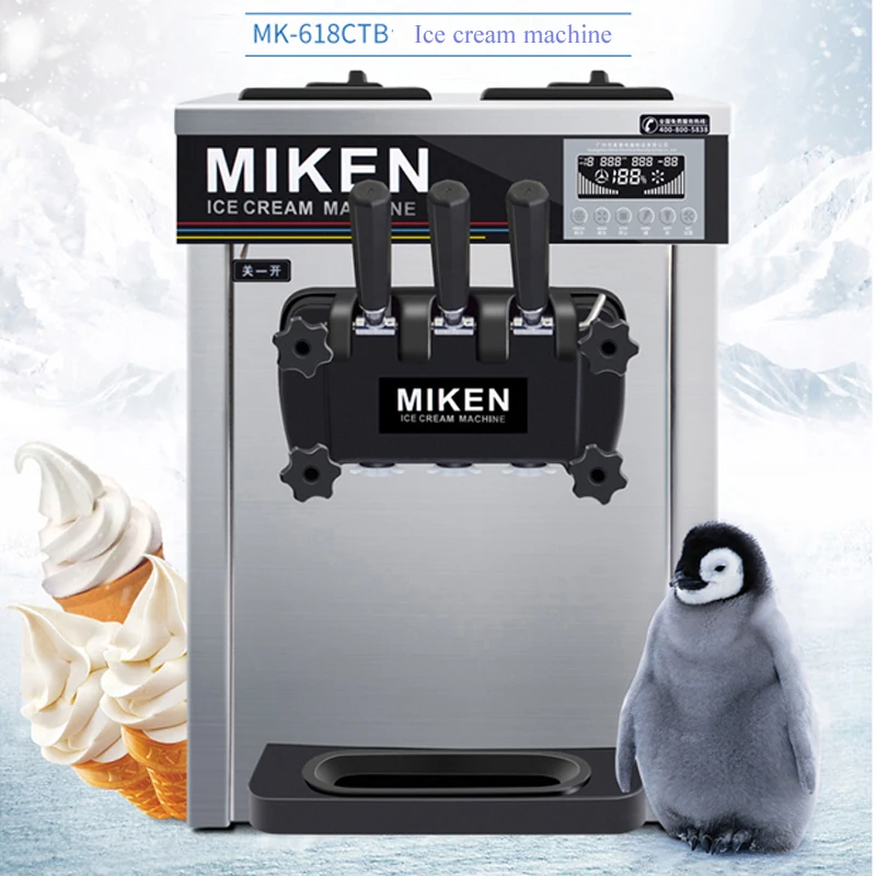 

3 Flavors Ice Cream Maker Stainless Steel Soft Ice Cream Machine Desktop Yogurt Ice Cream Machine