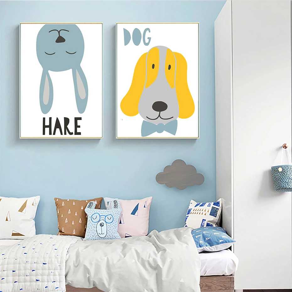 Милые животные лица декор для детской комнаты Холст Картина новый детский