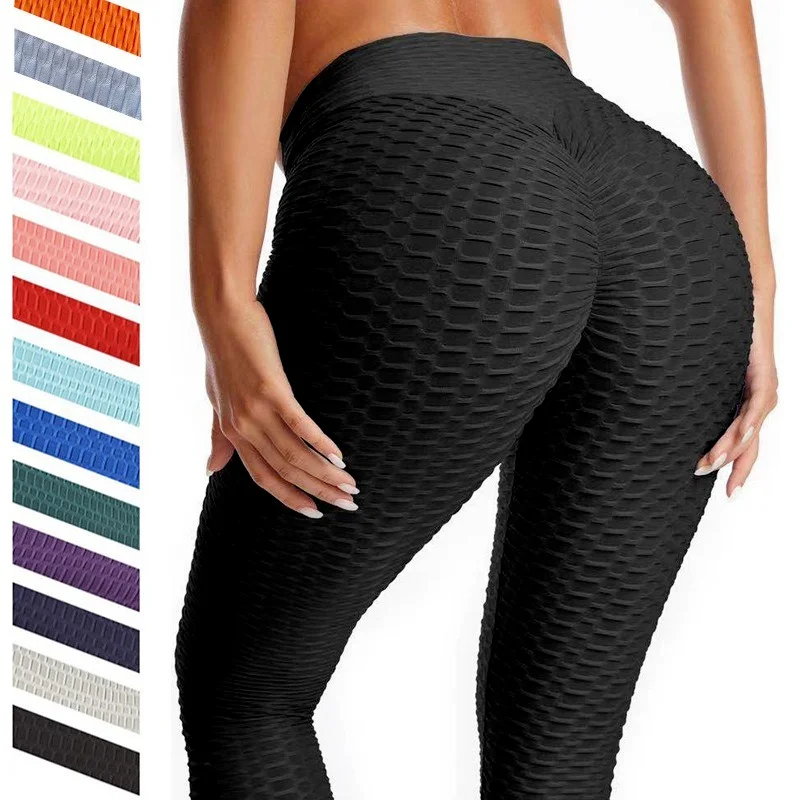 

13 Color Women Sexy Peach Hip Yoga Pants High Flexibility Jacquard Bubble High Waist Hip Lift Gym Yoga Running Sports Leggings