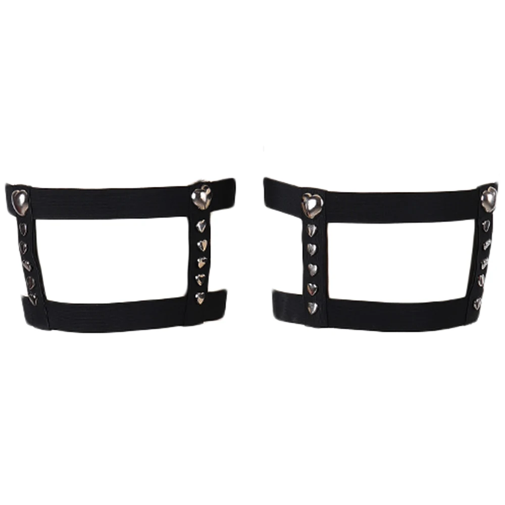 Черные подвязки с заклепками в форме сердца унисекс бандаж чулки портупея для