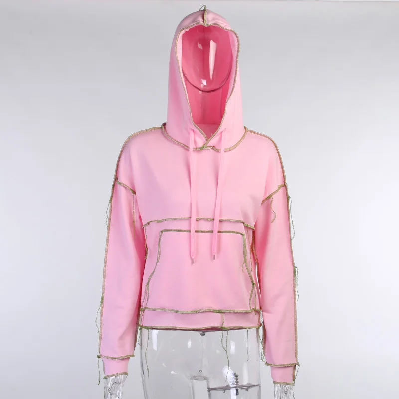 

Sweatshirts Hooded Patchwork Hoodie Women Autumn Spring Fashion Casual personality Sporty Itself Long Sleeve Streetwear Hoodies