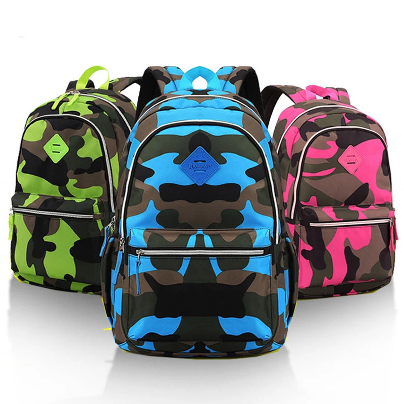 Детский камуфляжный рюкзак с принтом, зеленые сумки на ремне, школьные ранцы для мальчиков и девочек, дорожная сумка для подростков, 2019