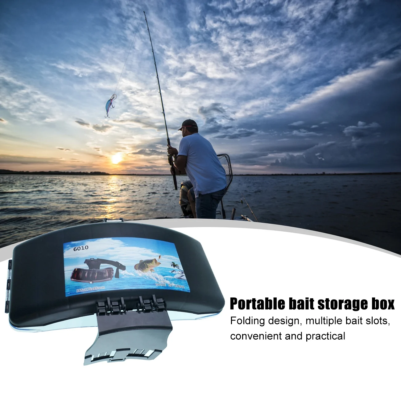 

Outdoor ABS Carry Waterproof Accessories Storage Case Portable Box Waist Belt Fish Bait Box Tackle Holder Lures Folding