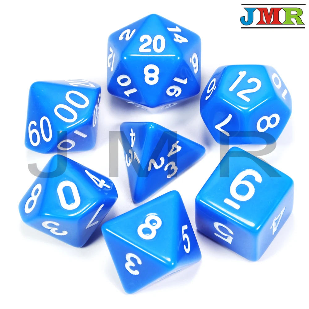 Синий Лидер продаж высокое качество черный с красным номером 7 шт./лот непрозрачные игральные кубики D4, D6, D8, D10, D10%, D12, D20 переносные игральные кубики Dnd RpgBoard игра - Цвет: Синий