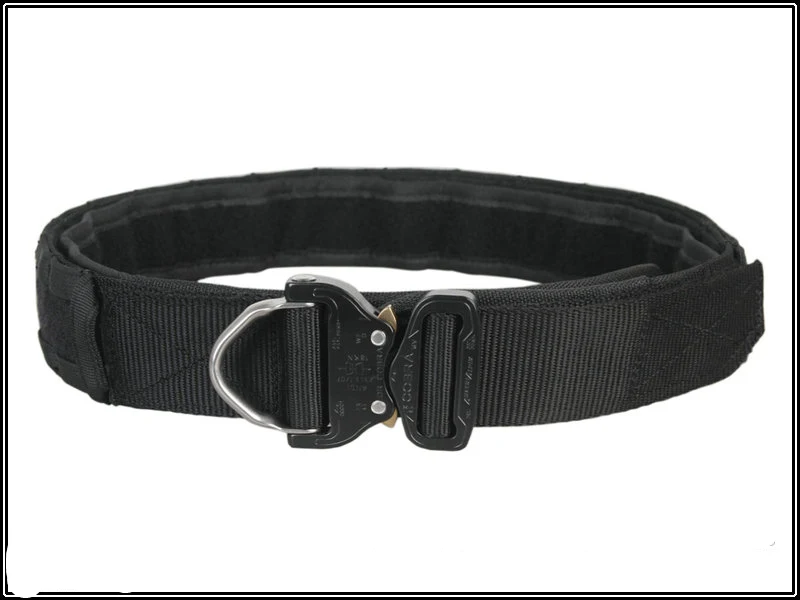 BLACK Airsoft Competitive Cobra1.75-2inch One-pcs Combat Belt Nylon Support Hunting Tactical Heavy Duty Buckle Pistol EDC Belt WaisDIY - Цвет: BLACK