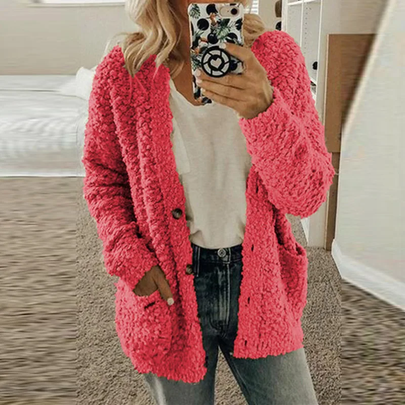 

Женская однобортная куртка оверсайз с длинным рукавом, однотонное Женское пальто, новинка сезона зима-осень 2021