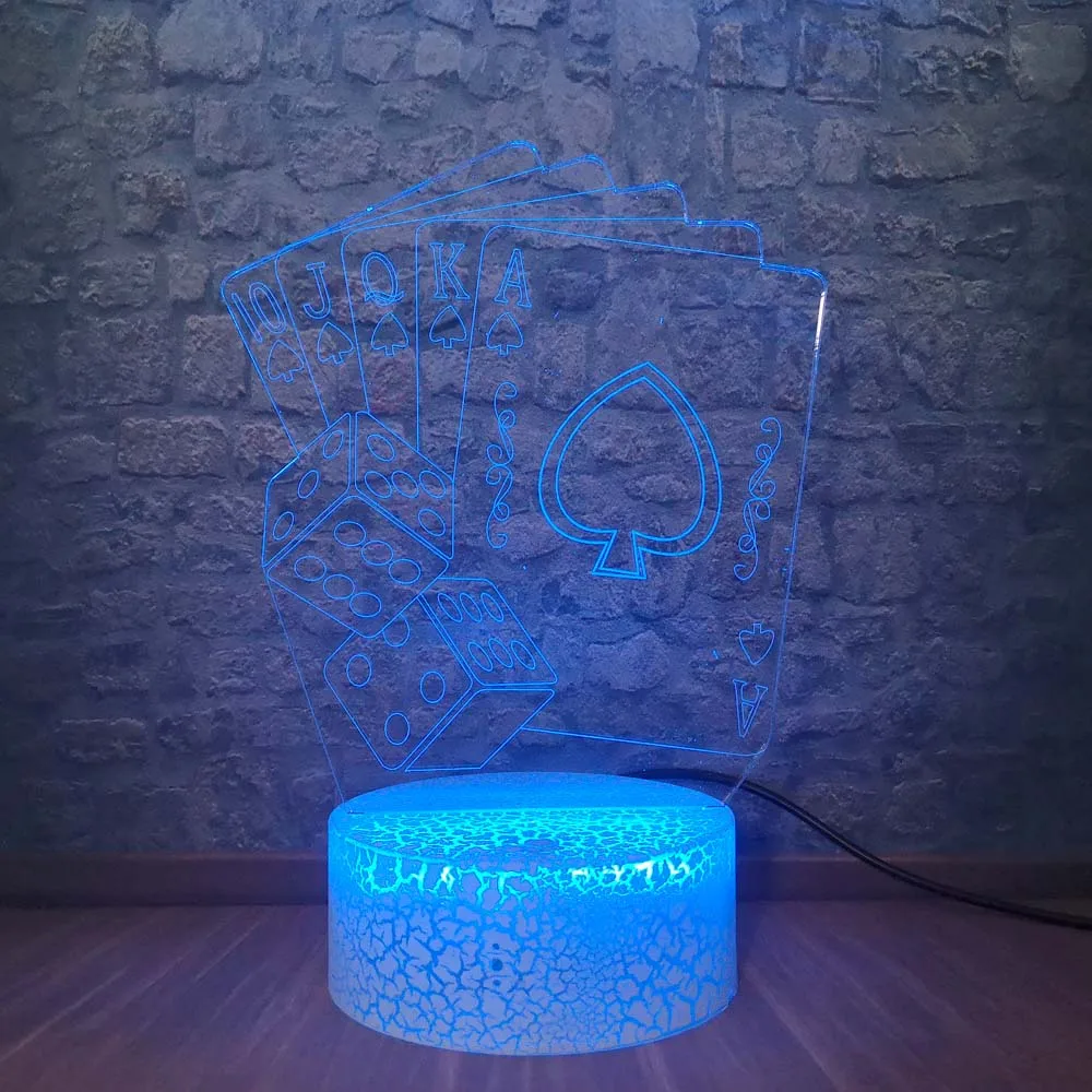 Покерная лампа в виде игральных костей 3D видения Ночник светильник для детской