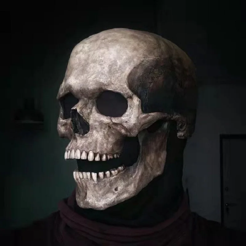 

New Halloween horror adult skulls set mouth movable rubber mask party supplies