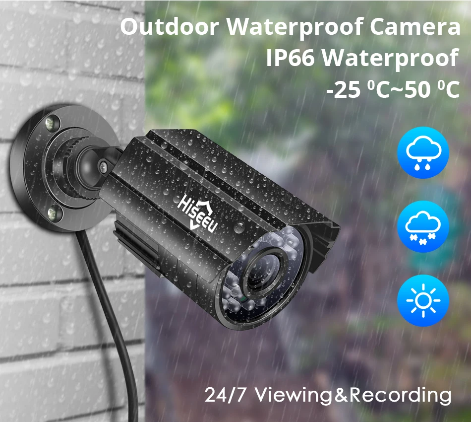 Hiseeu CCTV камера системы безопасности комплект 8CH 5MP AHD DVR 4 шт. наружный всепогодный видеонаблюдение 3,6 мм объектив