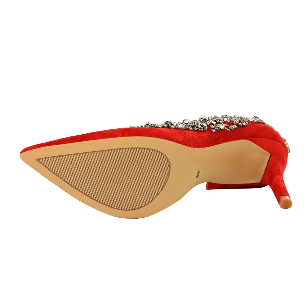 Роскошные женские свадебные туфли стразы на высоком каблуке туфли-лодочки с