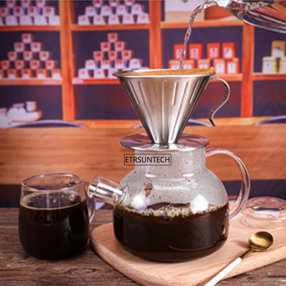 

Stainless Steel Coffee Dripper Coffee Drip Filter Cup Permanent Pour Over Coffee Maker with Separate Stand for 1-4 Cup