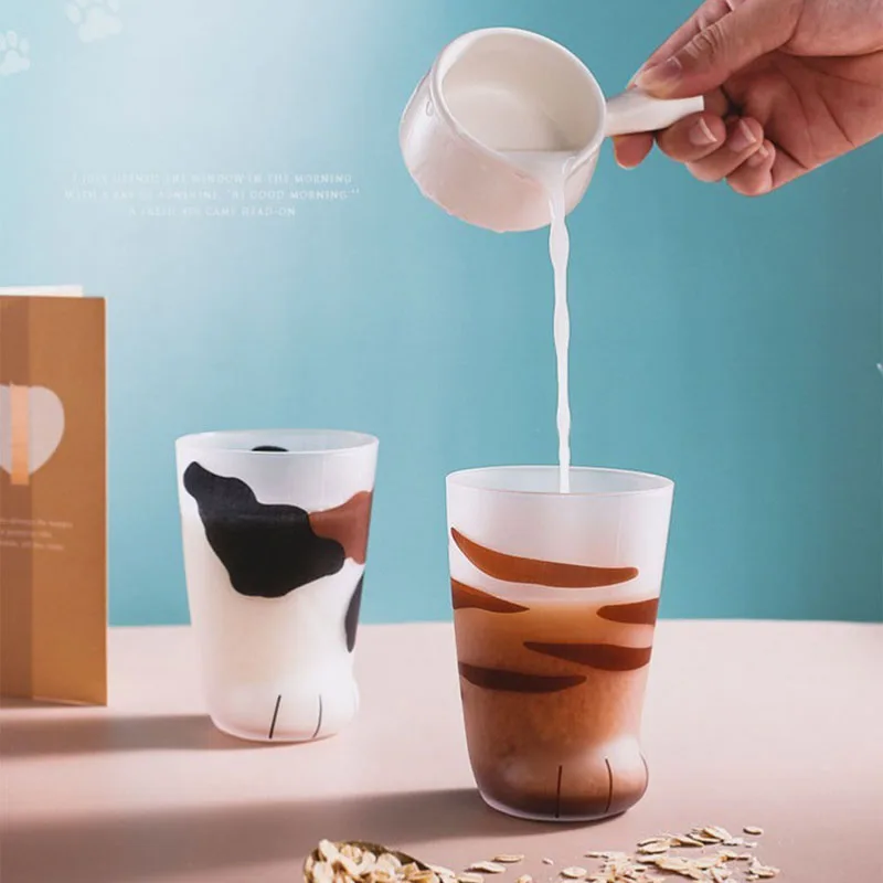 Креативные милые кошачьи лапы стеклянные тигровые кружка для офиса кофейная