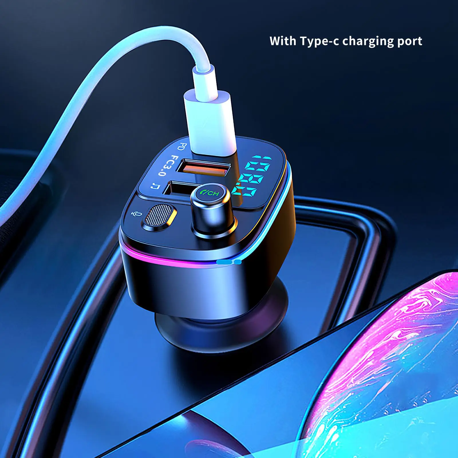 Автомобильный адаптер для быстрой зарядки с 3 портами питания 20 Гц-15 кГц |