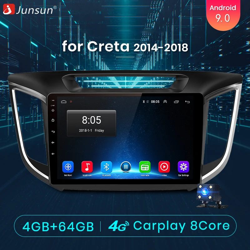 Junsun 4G+ 64G CarPlay DSP Android 8,1 автомобильный Радио Мультимедиа Стерео Аудио плеер gps 2 Din для hyundai Santa Fe 2 2006-2012 без DVD