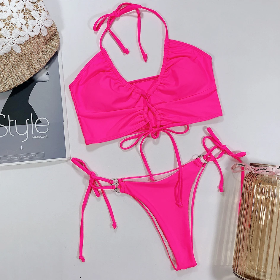 

Sexy Leopard BIkini 2020 Swimsuit Female String Push up Swimwear Women Swimming for Bathing Suits Woman Bikinis Set Beachwear