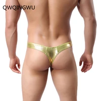 brand sexy briefs thong mens underwear cool man panties patent leather underpants imitation leather wetlook briefs thongs