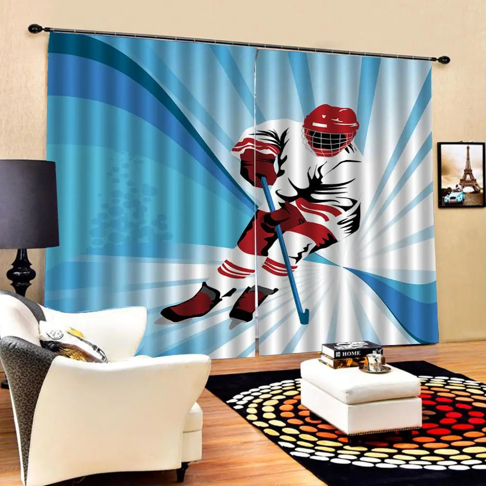 

blue sports curtains Customized size Luxury Blackout 3D Window Curtains For Living Room Drapes Cortinas