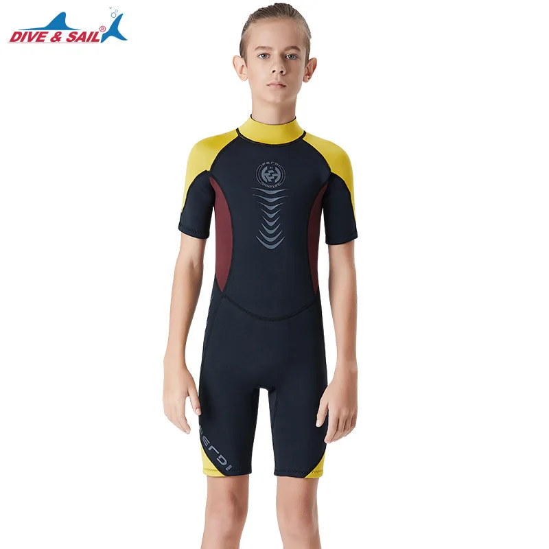 Новинка 2 5 мм детский неопреновый гидрокостюм с коротким рукавом для подводного