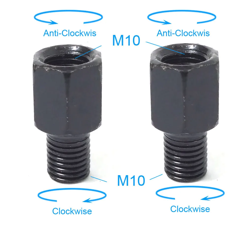 2x M10M10 (LR) Черные мотоциклетные зеркальные адаптеры M10 10 мм M8 8 мм зеркала заднего вида конверсионные Болты по часовой стрелке против часов правая левая резьба - Цвет: 2x M10M10 (LR)