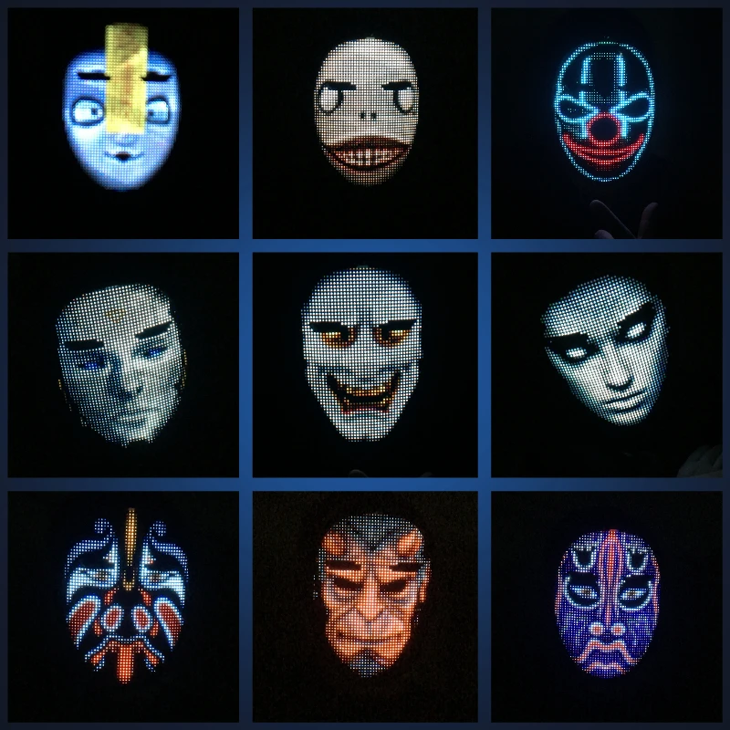 

Funny Smart Mask Halloween Party Mask Bluetooth DIY Full Color Color Changing Mask Intelligent Air Purifying Mask For Adult Mask