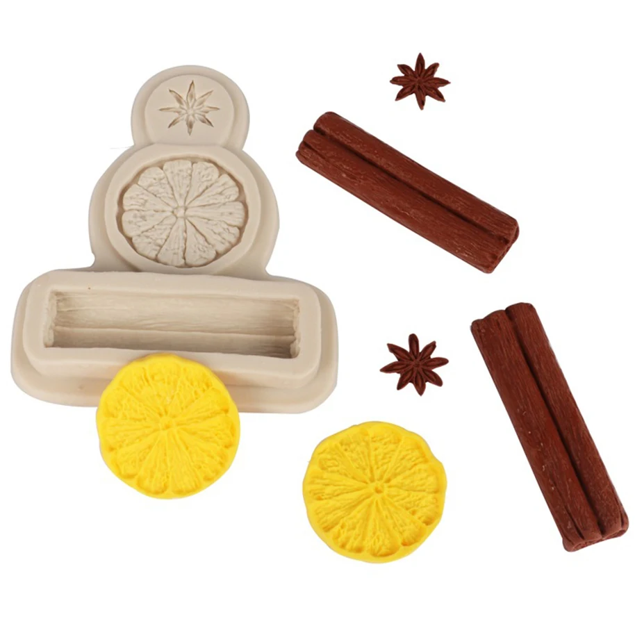 Звезда анис корица лимон ломтик силиконовая форма лист помадка для украшения