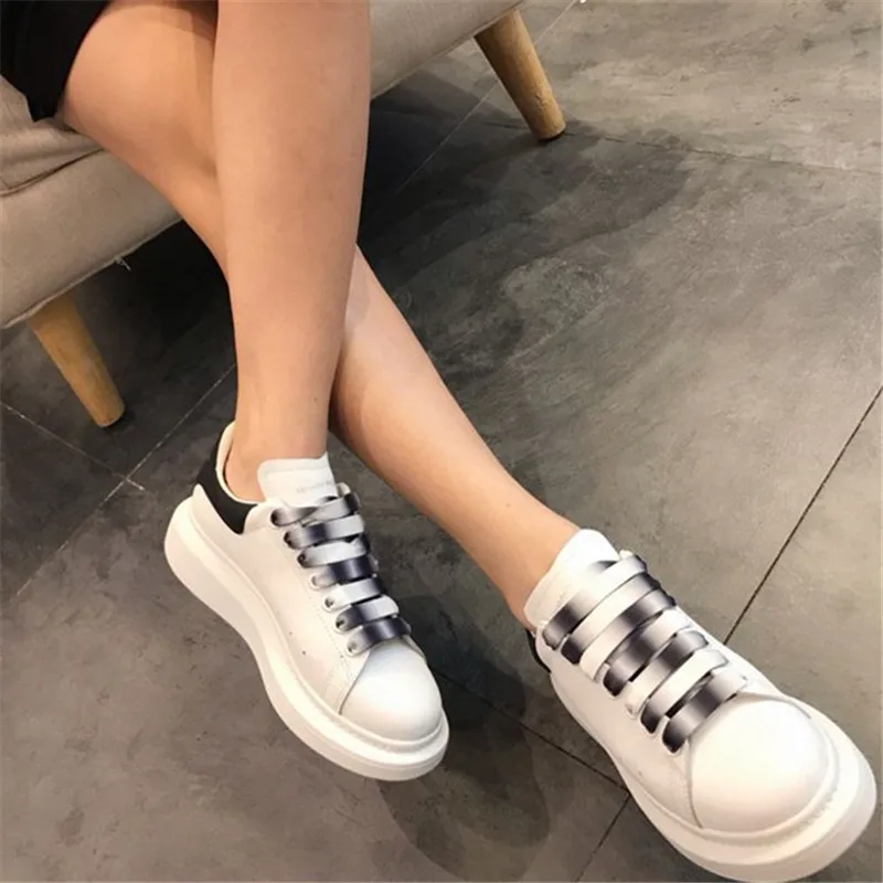 

Colorful Laces Woman Shoes Fashion White Wedge Sneakers Thick Bottom Designer Sneakers Women Lace Up Luxury Women Casual Shoes