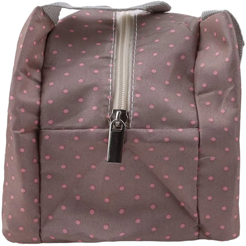 

Portable Dot Print Lunch Bag Thermal Insulated Cooler Waterproof Picnic Lunch Box Bag Pouch