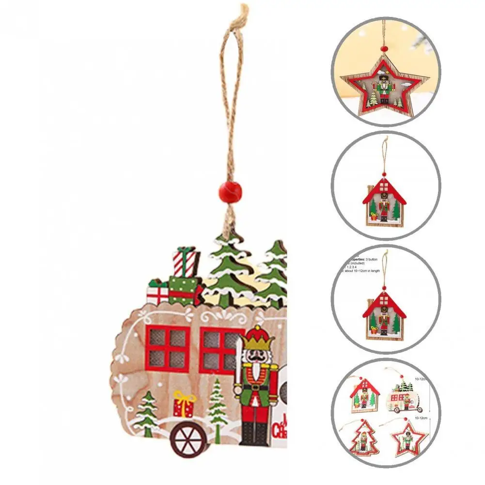 

Practical Trees Stars Shaped Christmas Soldier Lights Reusable Christmas Walnut Soldier Light Install Easily for Family