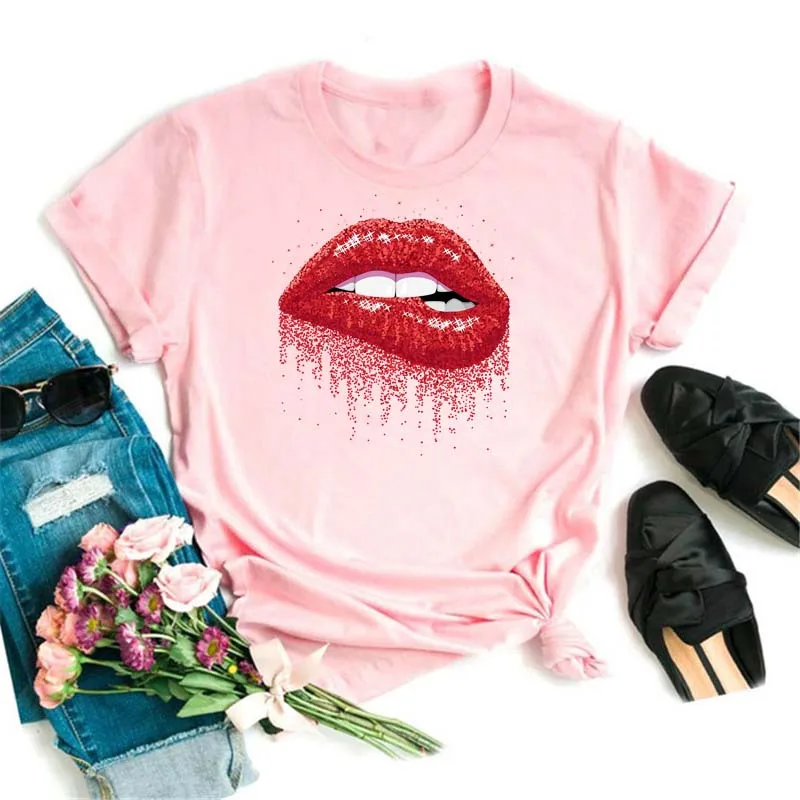 Новая футболка Maycaur женская модная красная с леопардовым принтом губ топы Милая