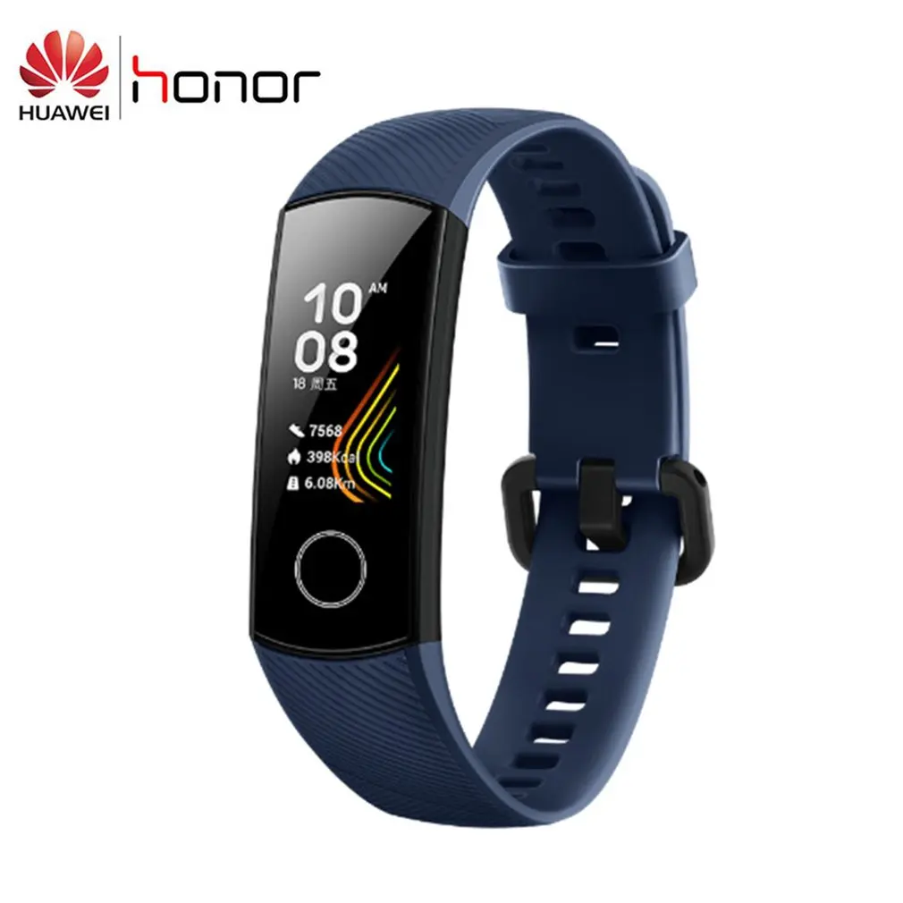 Huawei Honor Band 5 Smartband AMOLED huawei Smartwatch кровяное кислородное сердце яростный смарт-браслет для фитнеса Swiming Sport Trakcer gps - Цвет: blue