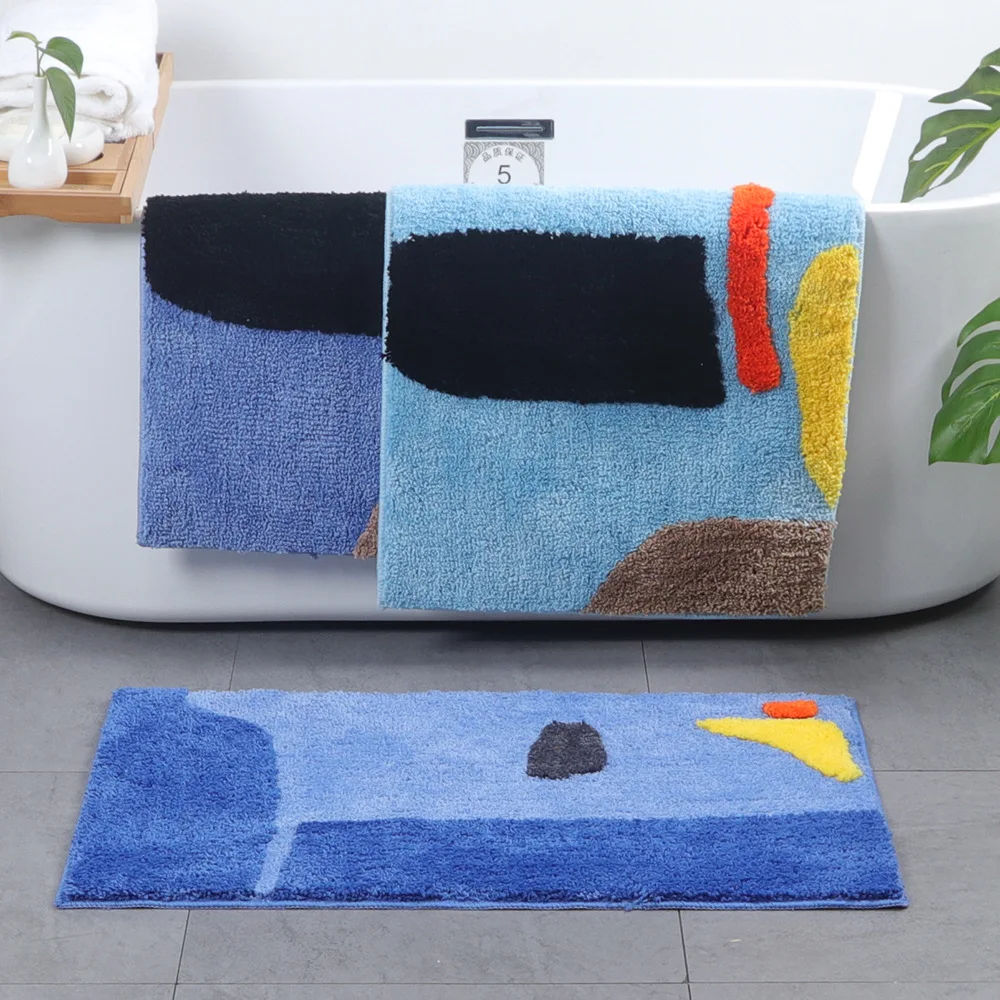 Абстрактный флокирующий коврик из микрофибры с геометрическим рисунком