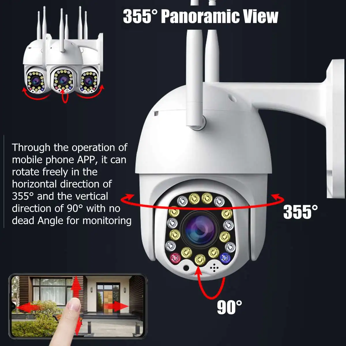 1080P PTZ IP Camera Wifi Outdoor Speed Dome Wireless Security Pan Tilt 4X Digital Zoom Network CCTV Surveillance | Безопасность и