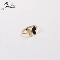 joolim high end pvd fashion butterfly in design rings for women stainless steel jewelry wholesale