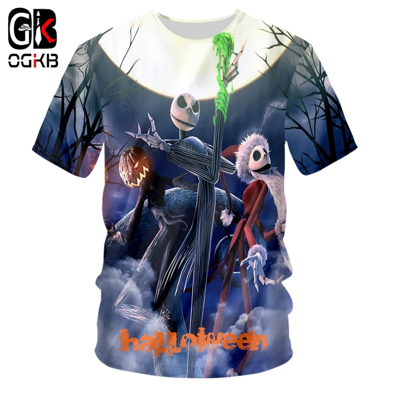 OGKB модная маска ужаса Мужская футболка с круглым вырезом 3D забавная уличная на