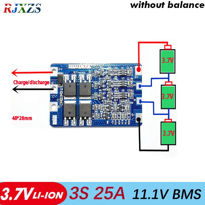 Защитная плата BMS PCM для литий ионных аккумуляторов 3S 25 А 11 1 В самостоятельной