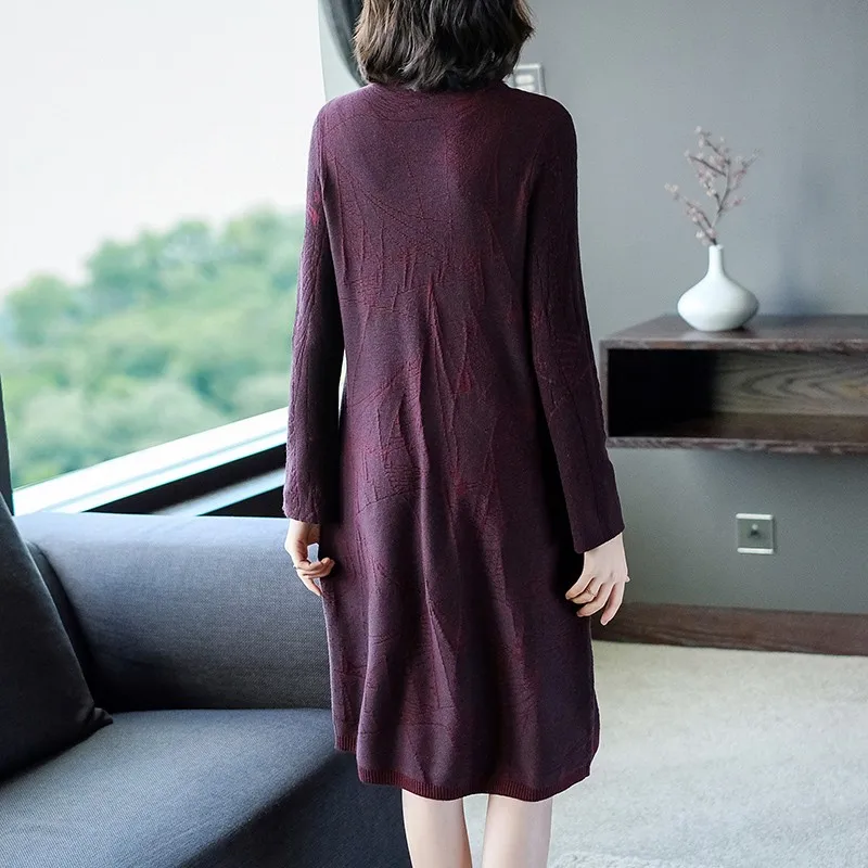Женский пуловер платье-свитер зимние свободные кашемировые вязаные платья