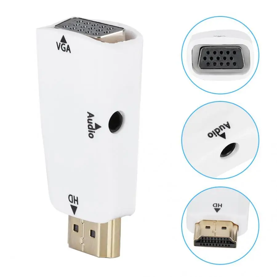 Переходник с HDMI на VGA переходник женским разъемом HD 1080P аудиовыходом 3 5 мм| |