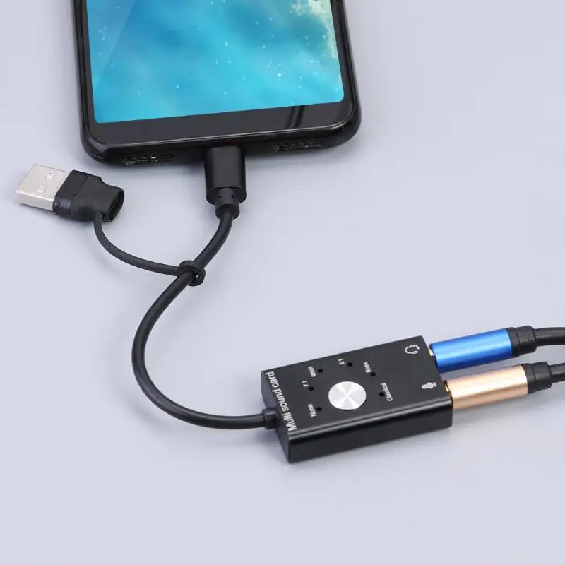 USB-C саундкарта USB 2,0 аудио интерфейс внешний адаптер для ноутбука PS4 гарнитура Поддержка win 2000/2003/XP/Vista