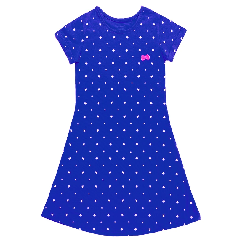 Платья с короткими рукавами для маленьких девочек Хлопковая одежда Повседневные