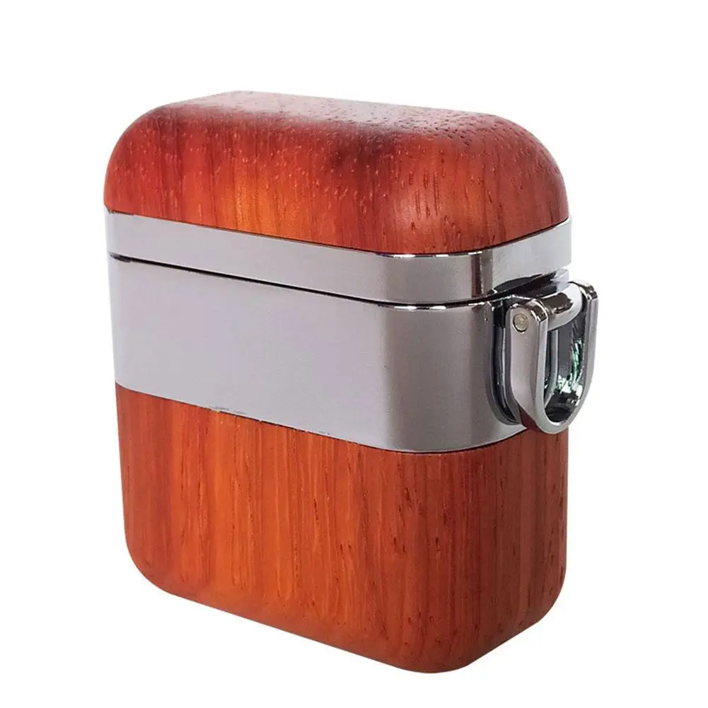 New Stainless Steel Solid Wooden Cover Bluetooth Wireless Headset Casewith Hook For Airpods 2 Case 1 | Электроника