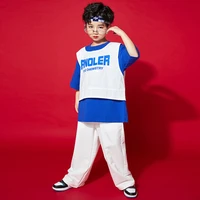 kid hip hop clothing graphic tee oversized t shirt sleeveless top vest streetwear pants for girl boy jazz dance costume clothes