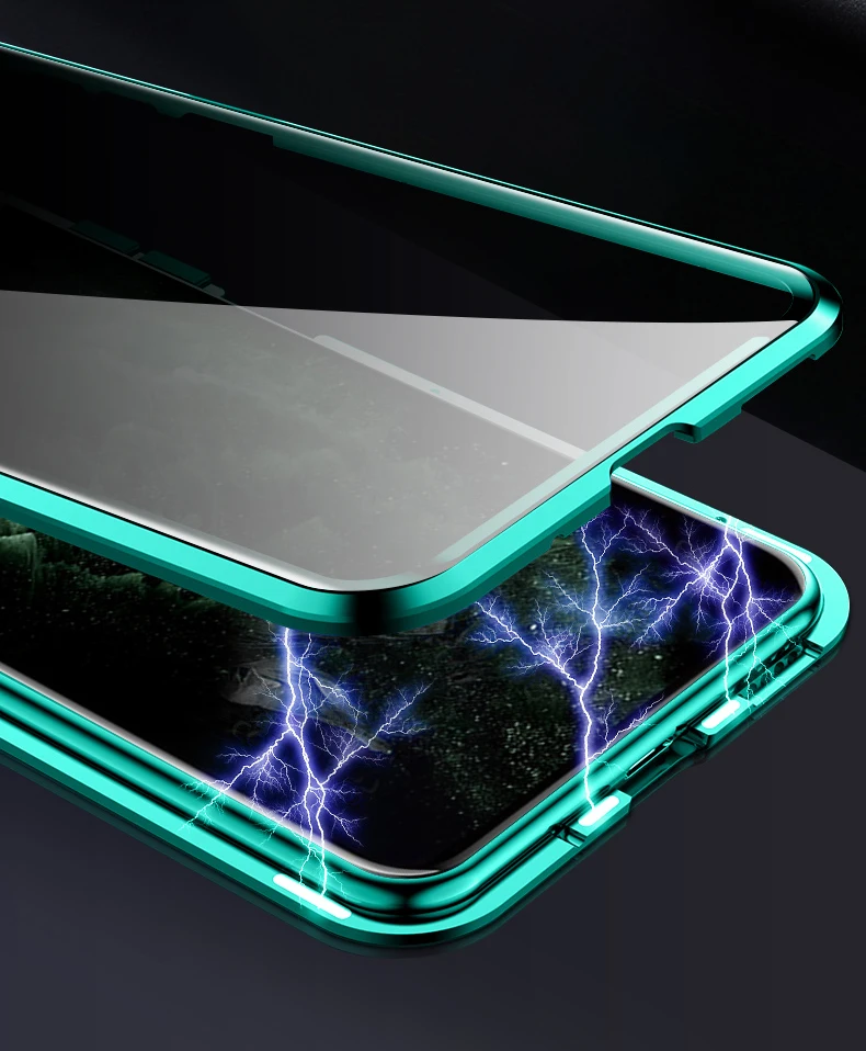 Роскошные Чехлы с закаленным стеклом для iPhone 11, чехол, не подсвечивающий Магнитный чехол, чехол для Apple iPhone 11 Pro Max 360, полный Чехол