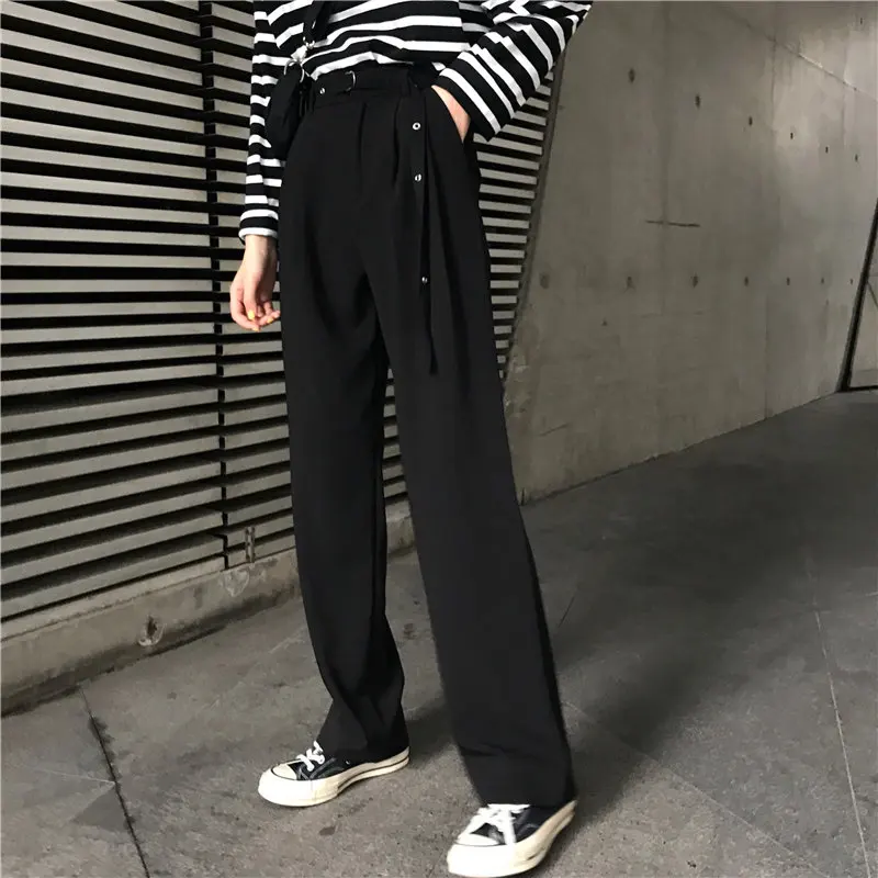 HziriP повседневные с высокой талией для женщин свободные простые прямые