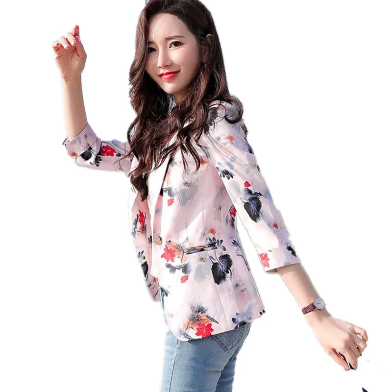 Женские костюмы или офисный стиль костюм с пиджаком цветочным принтом пиджаки