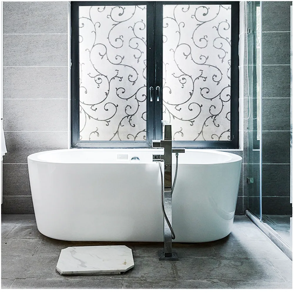 

LUCKYYJ Privacy Window Film,Frosted Decorative Glass Door Film,Static Window Decor Self-adhesive Sticker, Heat Control Anti UV