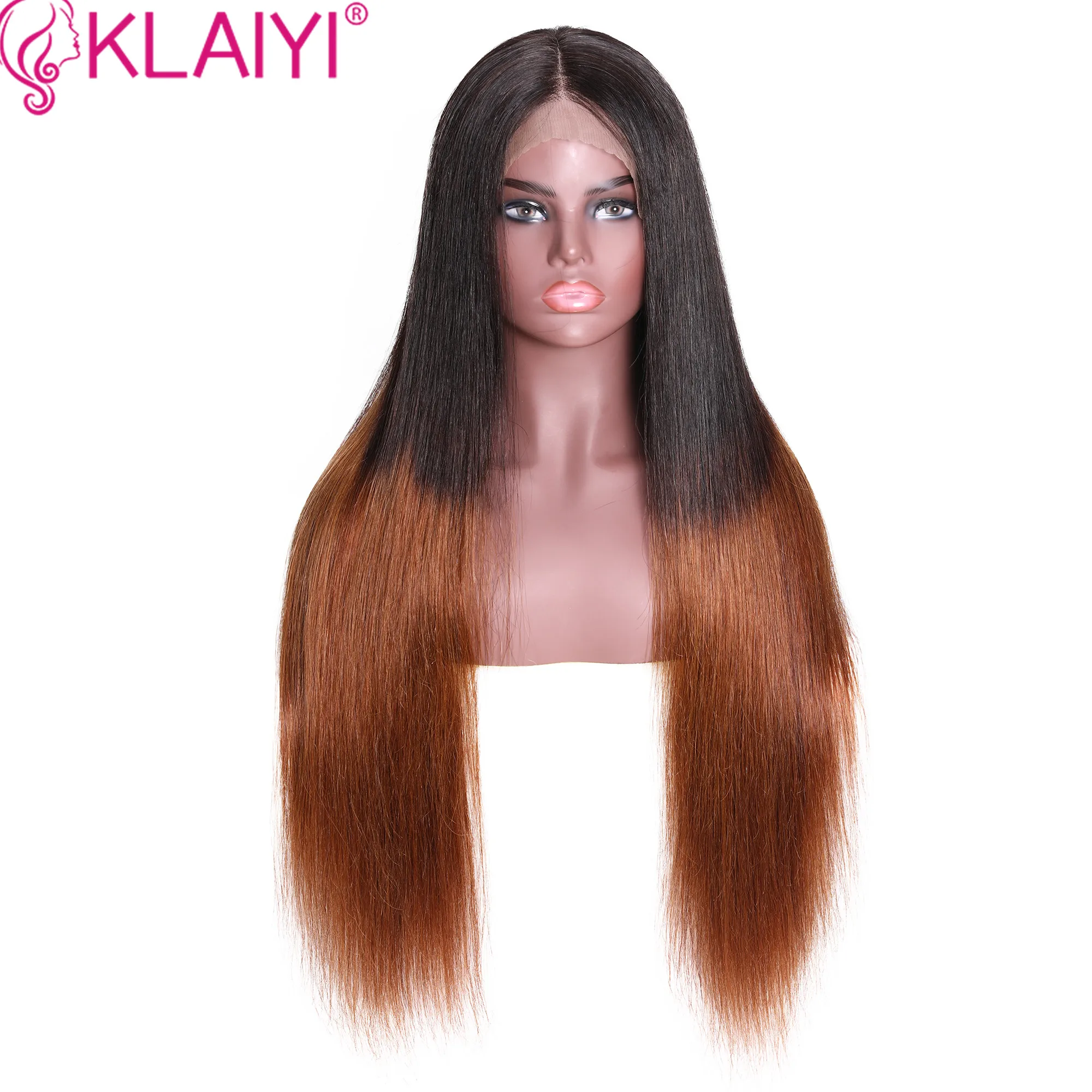 Klaiyi прямые волосы 13*6 дюймов фронтальные парики T1B/4 Ombre Человеческие с детскими