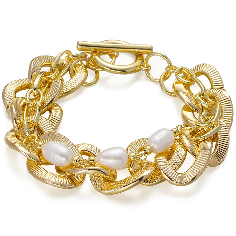 

New Korean Version of Ins Fashion Bracelet Women, Trendy Creative Pearl Simple Twist Chain Ladies Bracelet Jewelry Accessories